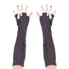 Drasawee Winter Warm Lace Knitted Crochet Long Fingerles Gloves DarkGrey view 1