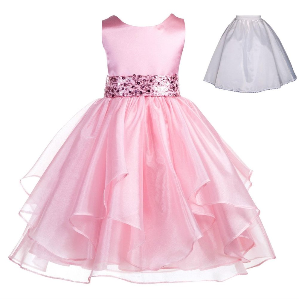 ekidsbridal Wedding Ruffles Organza Flower Girl Dress Sequin Toddler Pageant Free Petticoat 012s