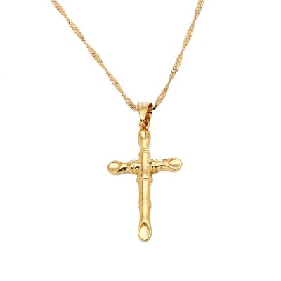 24K Gold Jesus Cross Necklace Religion Crucifix Pendant Jewelry