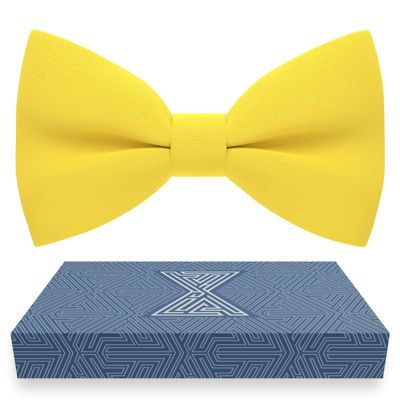 Bow Tie House Boys Classic Pre-Tied Bow Tie Formal Solid Tuxedo (Medium, Yellow)