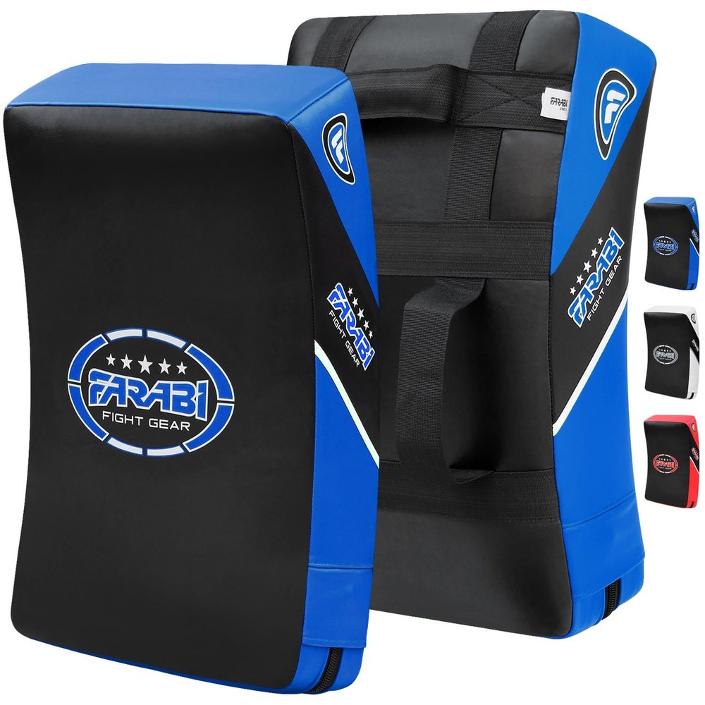 Farabi Quad Boxing MMA Muay Thai Martial Arts Hook & Jab Punch Kick Pads MMA Target Focus Punching Mitts Thai Strike Training Kick Shield Kicking Target mitt Kick Strike pad (Blue Black)