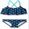 Kanu Surf Big Girl's Karlie Flounce Bikini Beach Sport 2-Piece Swimsuit, Suzie Navy/Aqua Dot, 14 view 1