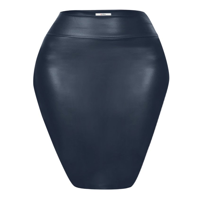 Faux Leather Skirts for Women High Waisted Leather Bodycon Pencil Skirt