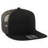 OTTO Square Flat Visor SNAP 5 Panel Mesh Back Trucker Snapback Hat - Blk/Blk/Ch.Gry view 1