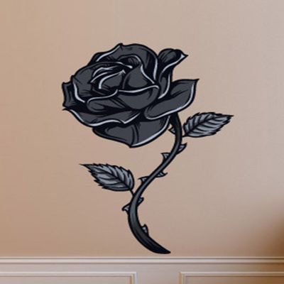 Floral Black Rose Wall Decals Stickers USColor001, Black, 36 Inches