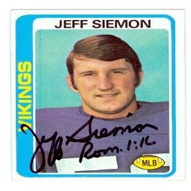 Sports Memorabilia Jeff Siemon Autographed Football Card (Minnesota Vikings) 1978 Topps No.58