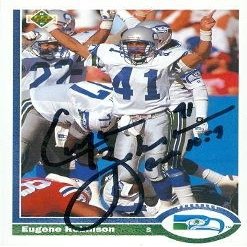 Sports Memorabilia Eugene Robinson Autographed Football Card (Seattle Seahawks) 1991 Upper Deck No.120