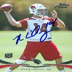 Sports Memorabilia Ryan Lindley Autographed Football Card (Arizona Cardinals) 2012 Topps Prime No.94 Rookie