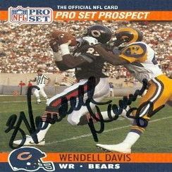 Sports Memorabilia Wendell Davis Autographed Football Card (Chicago Bears) 1990 Pro Set No.727 Rookie