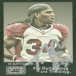 Sports Memorabilia Tim Hightower Autographed Football Card (Arizona Cardinals) 2008 Topps Mayo No.55 Rookie