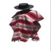 Sharpshooter Clint Eastwood Western Black Cowboy Hat & Red Poncho Set (XX-Large Black Hat & Red Poncho, XX-Large Black Hat & Red Poncho) view 1