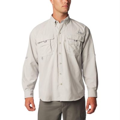 Columbia Mens PFG Bahama II Long Sleeve Shirt, Cool Grey, X-Large