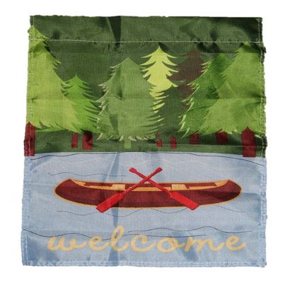 AES 12x18 Lakeside Canoe Boat Welcome Sleeved Garden 12"x18" Flag