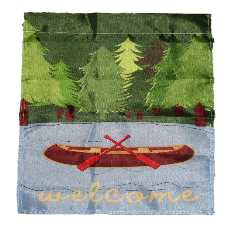AES 12x18 Lakeside Canoe Boat Welcome Sleeved Garden 12"x18" Flag