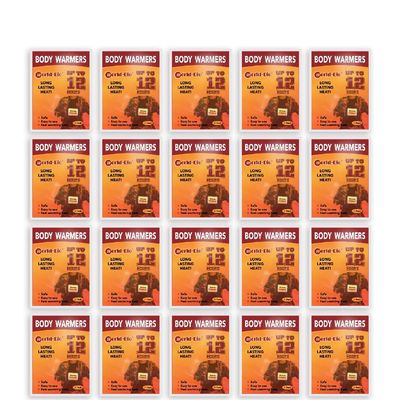 WORLD-BIO Body Warmers for Cold Weather, Hot Hands Body Warmers with Adhesive Backing Long Lasting Safe Natural Odorless Air Activated Disposable - Up to 12 Hours of Heat - 20 Packs