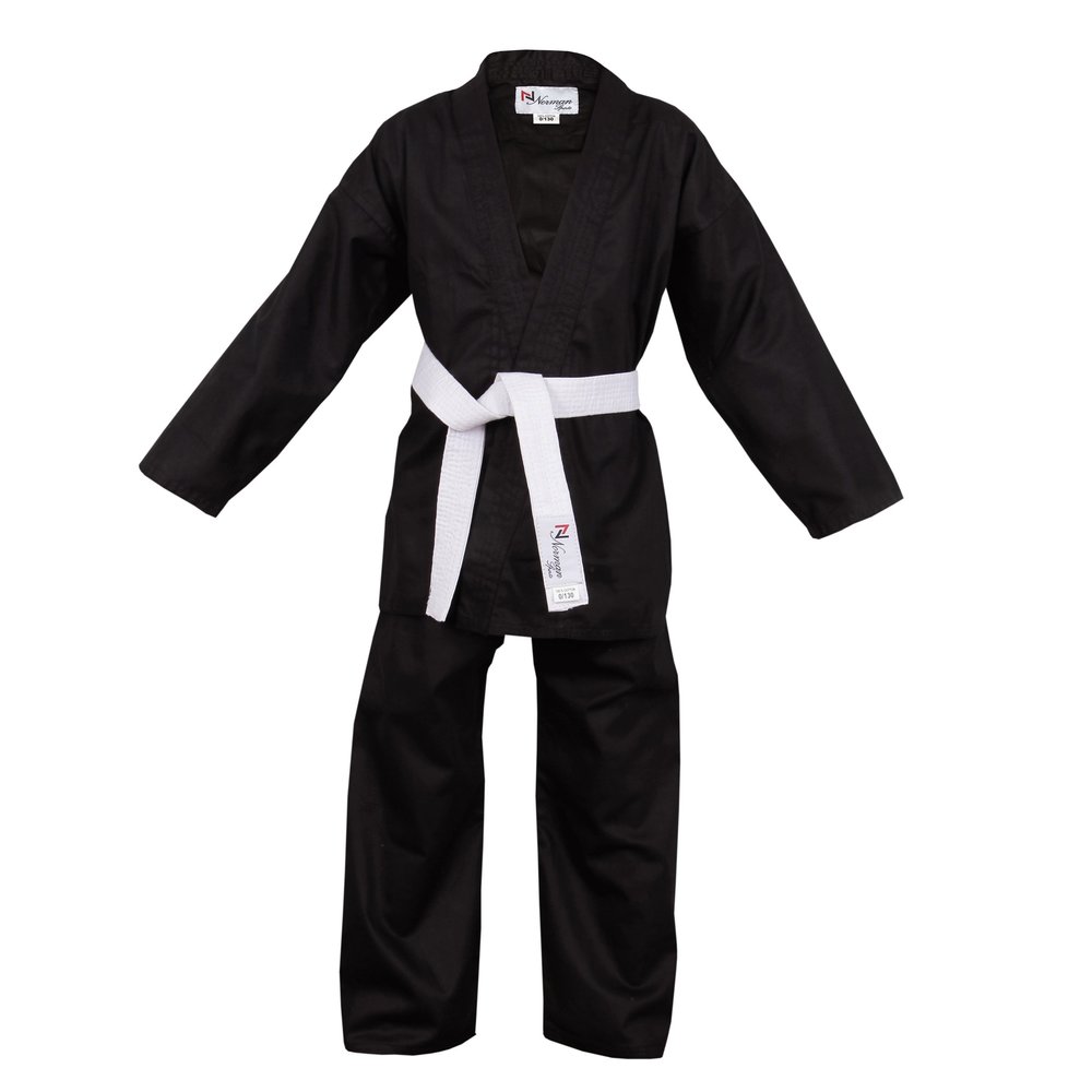 Norman Black Children's Karate Suit Free White Belt Kids Karate Suit (Black, 110cm)
