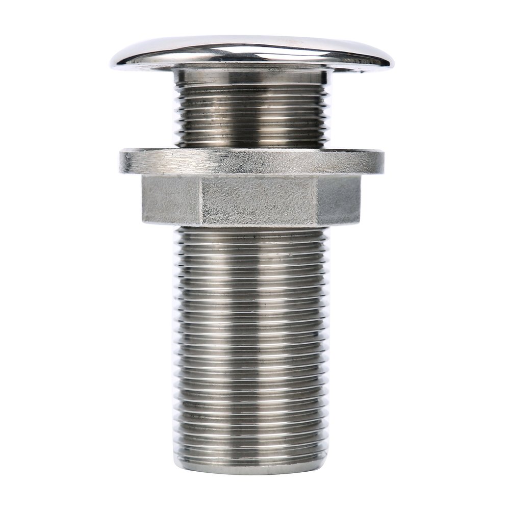 Amarine-made Straight Thru-Hull Valve Fitting Fully Threaded Stainless Steel 316 Boat Thru Hull for 3/4-Inch Interior Diameter Hose Thru Drain Boat Hose
