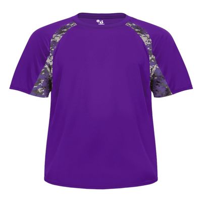 Badger Sport Purple Digi-Camo Adult SM Short Sleeve