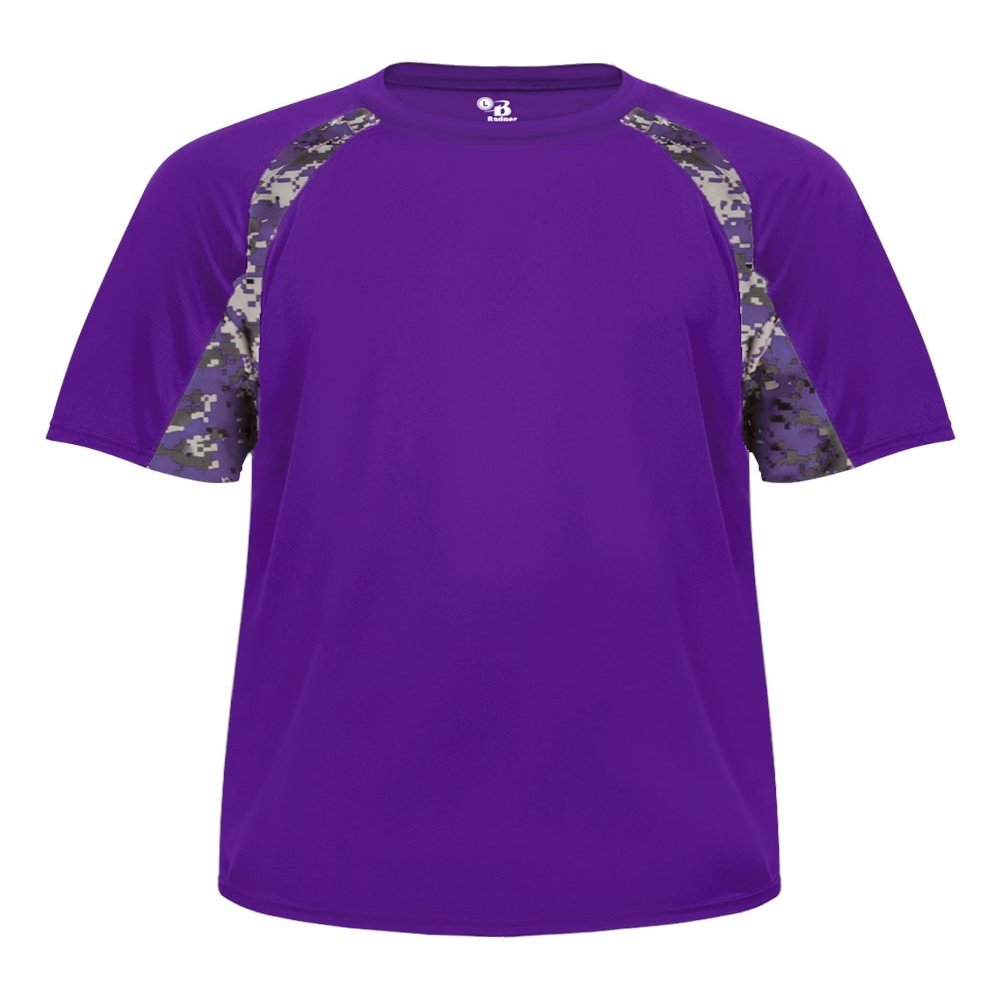 Badger Sport Purple Digi-Camo Adult SM Short Sleeve