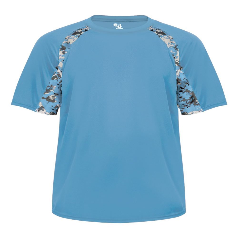 Badger Sport Columbia Blue Digi-Camo Youth Large Short Sleeve