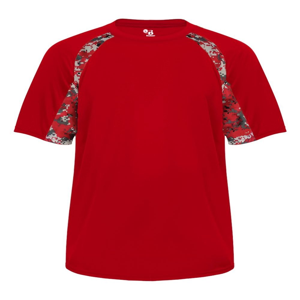 Badger Sport Red Digi-Camo Adult Large Short Sleeve