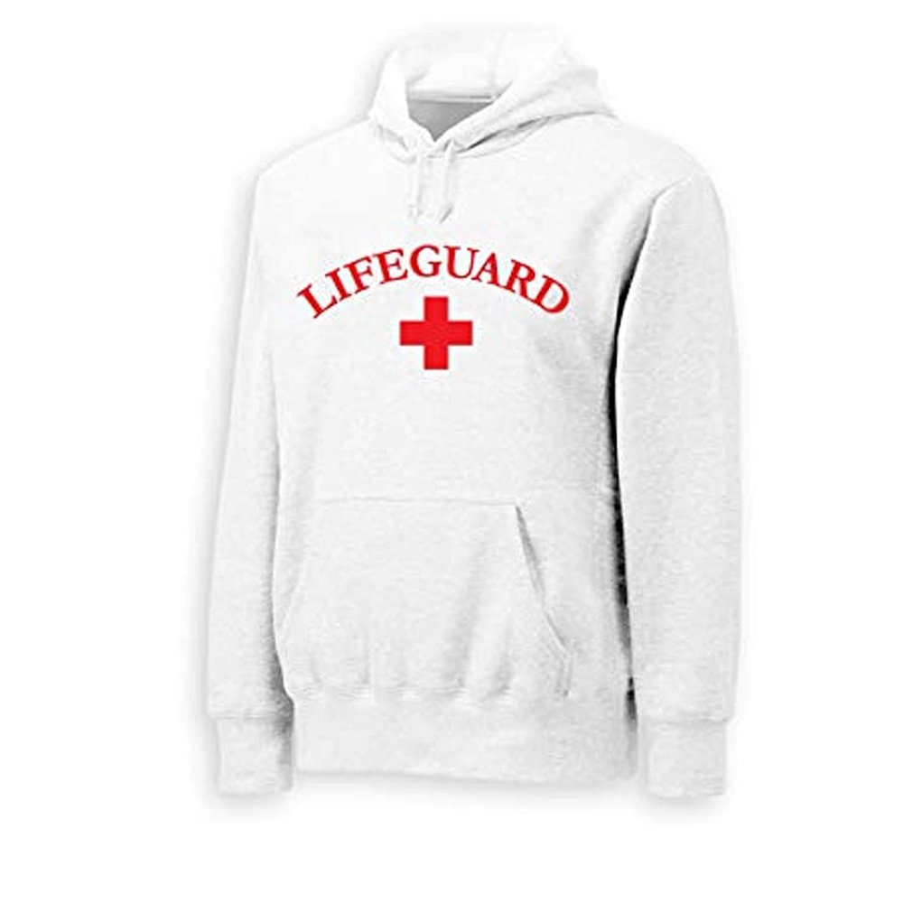 VLX Lifeguard Sweatshirt Hoodie with Logo, White, Large