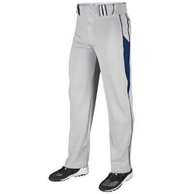 CHAMPRO womens Champro Adult Triple Crown Open Bottom Baseball Pant w Geometric Side Insert, Grey, Navy, Large US