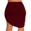Simlu Womens Drape Up Stretchy Asymmetrical High Low Short Mini Bodycon Pencil Skirt Burgundy X-Large view 2