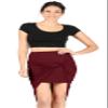 Simlu Womens Drape Up Stretchy Asymmetrical High Low Short Mini Bodycon Pencil Skirt Burgundy X-Large view 3