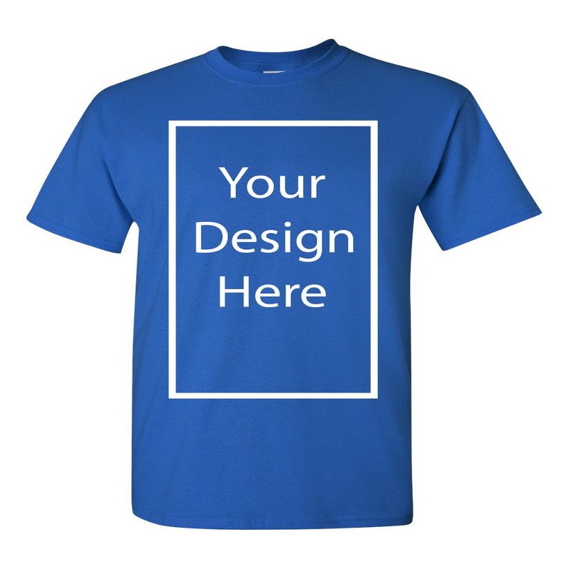 Add Your Own and Text Design Custom Personalized Adult T-Shirt Tee (XXX Large, Royal Blue)