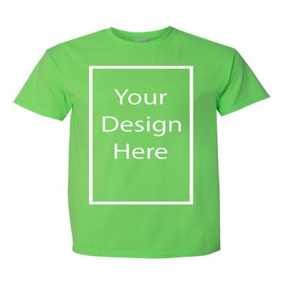 Add Your Own and Text Design Custom Personalized Adult T-Shirt Tee (XXXXX Large, Lime)