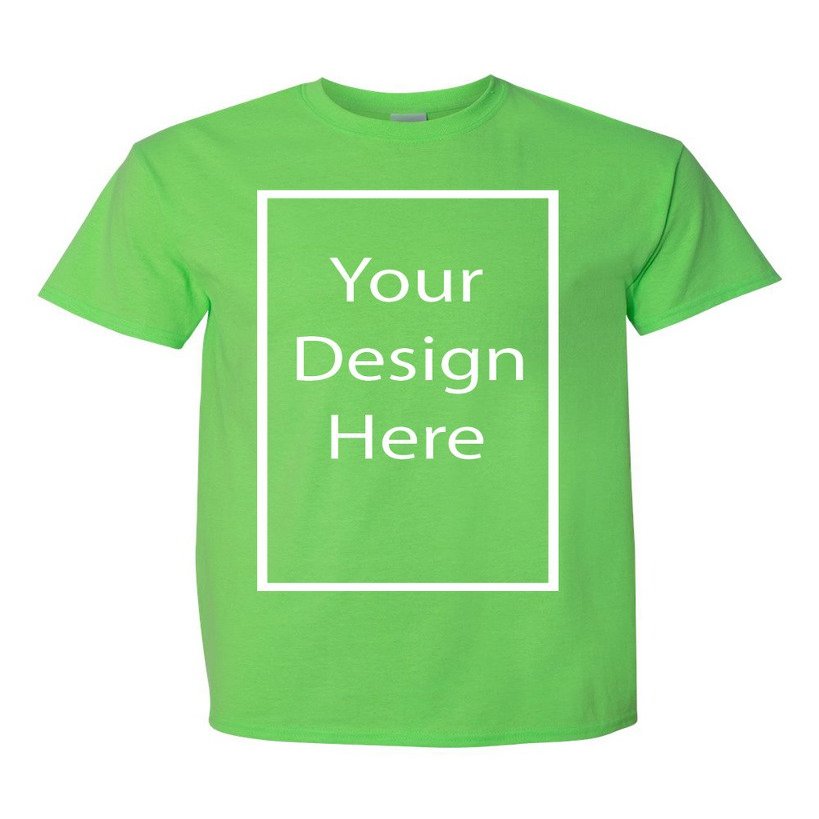 Add Your Own and Text Design Custom Personalized Adult T-Shirt Tee (XXXXX Large, Lime)