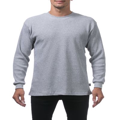 Pro Club Men's Heavyweight Cotton Long Sleeve Thermal Top, Large, Heather Gray