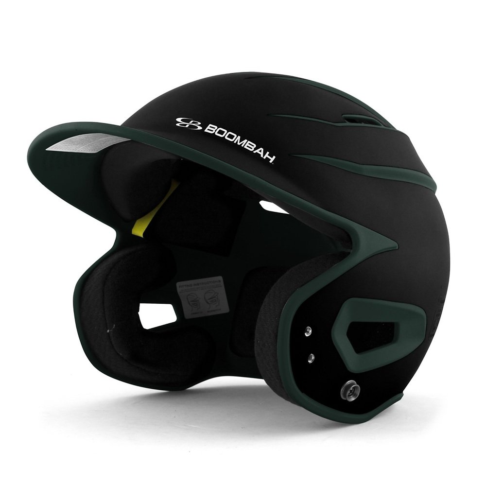 Boombah DEFCON Batting Helmet Sleek Profile Black/Dark Green - Size Senior 7" - 7 3/4"