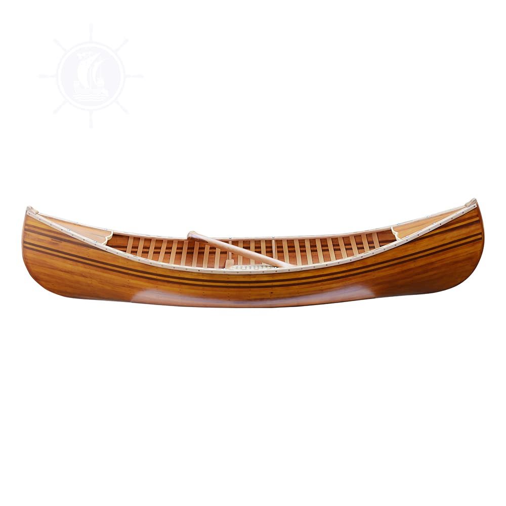Old Modern Handicrafts 6 ft Wooden Canoe with Ribs with Matte Finish - Made from Premium Cedar and Hardwood Hull - 70.5L x 20.2W x 15H Inches