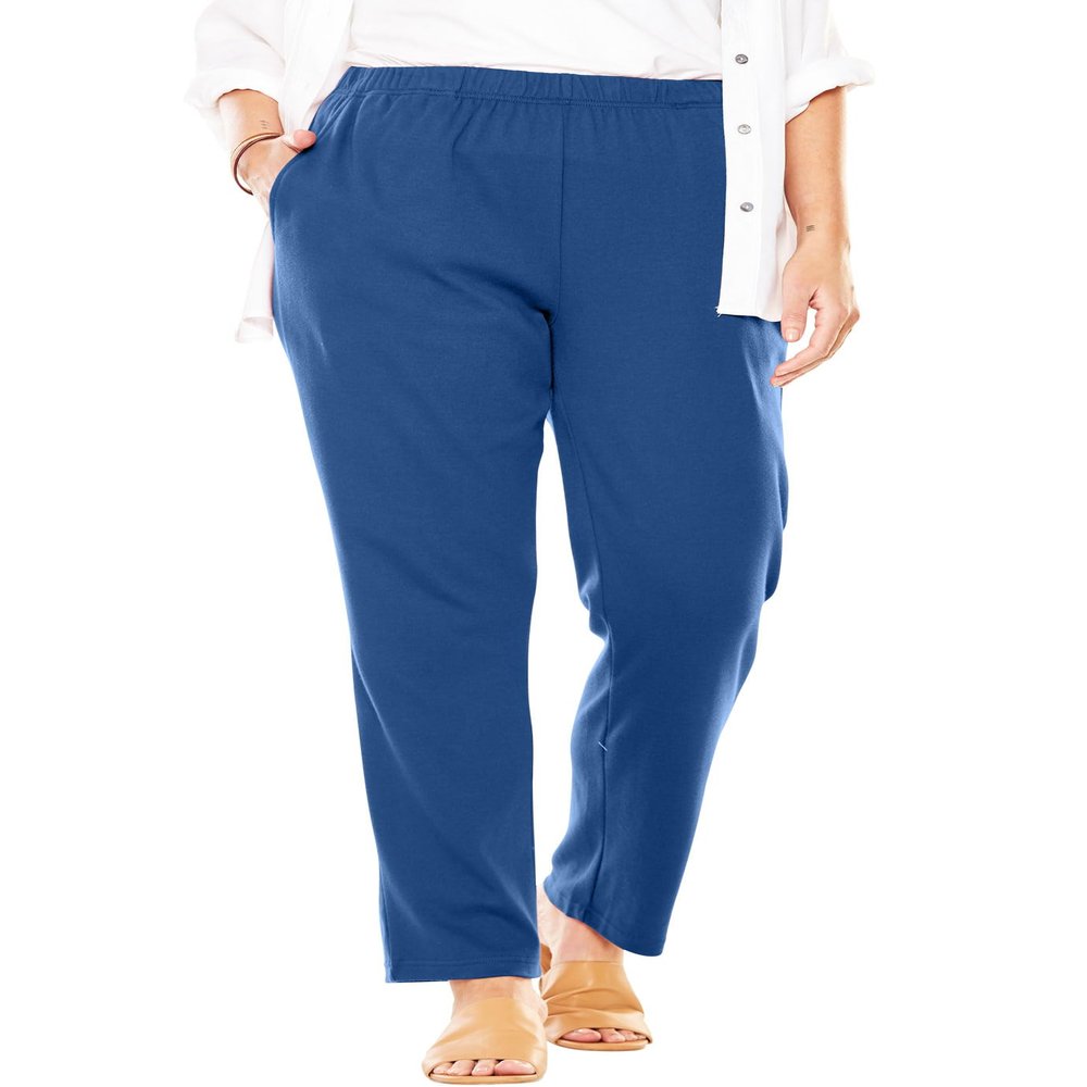 Woman Within Plus Size 7-Day Knit Straight Leg Pant Stretch Elastic Waist (Petite & Tall Available) - 4X, Royal Navy