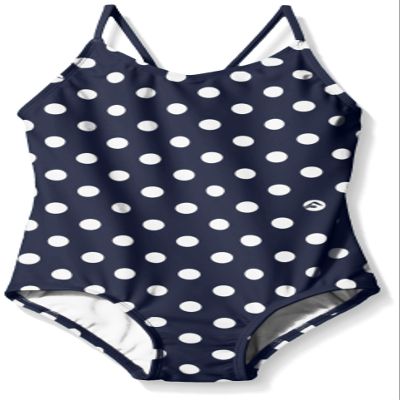 Kanu Surf Girls' Daisy Beach Sport 1-Piece Swimsuit, Suzie Navy Dot, 8