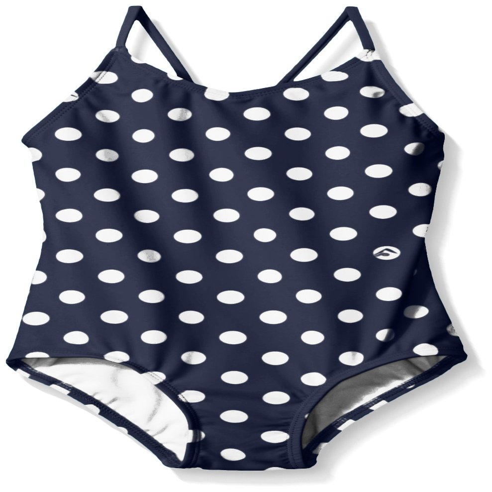 Kanu Surf Girls' Daisy Beach Sport 1-Piece Swimsuit, Suzie Navy Dot, 8