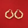 24K Gold Twist Round Hoop Earring African Ethiopian Jewelry Women Earring view 3