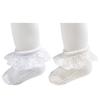 EPEIUS Baby-Girls Eyelet Frilly Lace Socks Cotton Rich Infant Girl Princess Ankle Socks White/Ivory(Pack of 2) 6-12 Months view 2