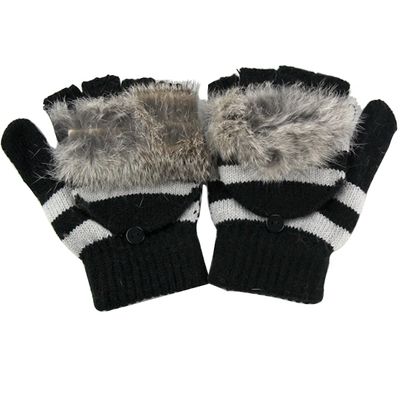 LerBen Women Winter Gloves Wool Fingerless Texting Gloves with Mitten Cover