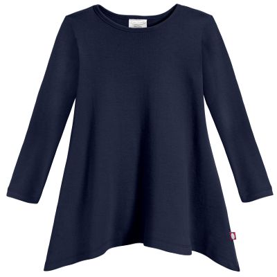 City Threads Sharkbite Shark Bite Girls Long Sleeve Tshirt Dress - Casual Everyday Cute Top Tunic Blouse Soft Natural Cotton Perfect for Sensitive Skin SPD Sensory Friendly, Navy, 6