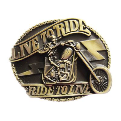 JEAN'S FRIEND Vintage Bronze Plated Emo Skull Motorcycle Biker Rider Belt Buckle