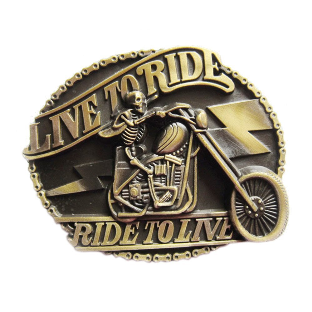 JEAN'S FRIEND Vintage Bronze Plated Emo Skull Motorcycle Biker Rider Belt Buckle