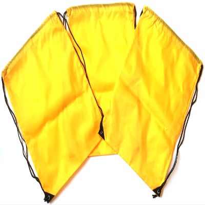 3 Pack YELLOW Nylon Drawstring Backpacks Sackpack Tote Cinch Gym Bag - Select from a Variety of Colors! (X-Large, Yellow)