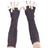 LerBen Womens Lace Knitted Fingerless Warm Gloves Long Arm Warmer Thumb Hole Mitten view 1