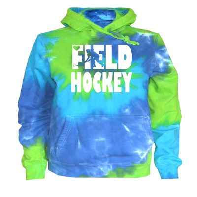 JANT girl Field Hockey Tie Dye Sweatshirt - Stacked White Logo (Blue Green Twist, L)