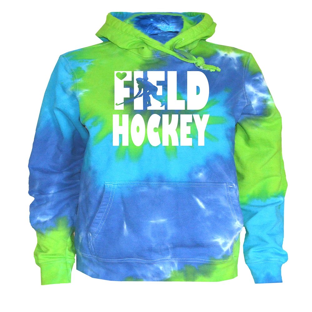 JANT girl Field Hockey Tie Dye Sweatshirt - Stacked White Logo (Blue Green Twist, L)