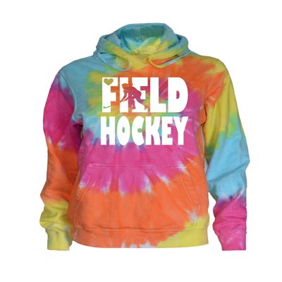 JANT girl Field Hockey Tie Dye Sweatshirt - Stacked White Logo (Pastel Twist, L)
