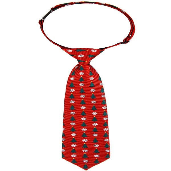 Retreez Classy Christmas Tree and Snowflakes Woven Microfiber Pre-tied Boy's Tie - Red - 24 months - 4 years